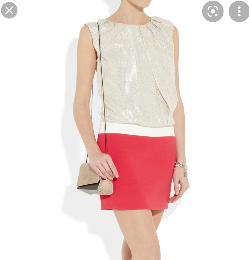 MAJE LAURELINE METALLIC COLORBLOCK DRESS 38/M